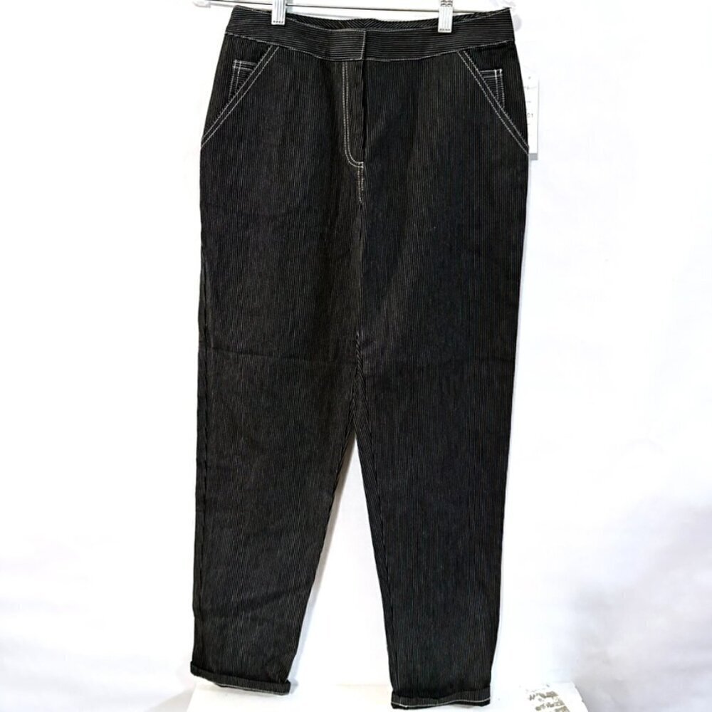 Eleven Pants, NWT Carpenter Slacks Black Striped Size 4